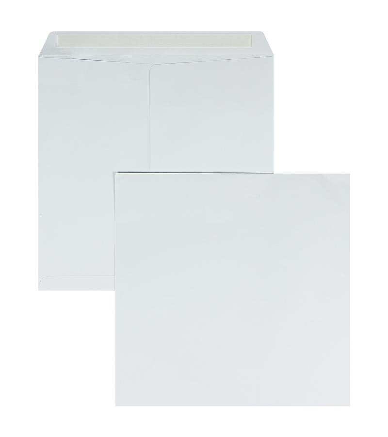 enveloppes blanc 330 x 330 mm | 120 g/m² offset | sans fenêtre | fermeture adhésive | rabat droit | 250 pièces
