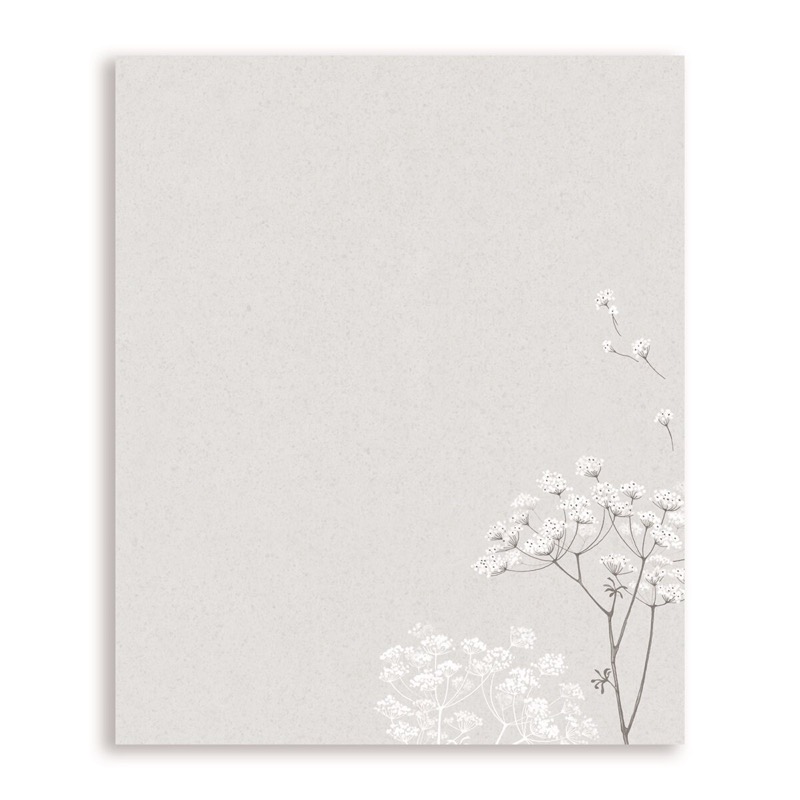 papier à lettres blanc (motif fleuri) 178 x 215 mm | 100 g/qm offset | sans fenêtre | pas de fermeture | pas de rabat | 100 pièces