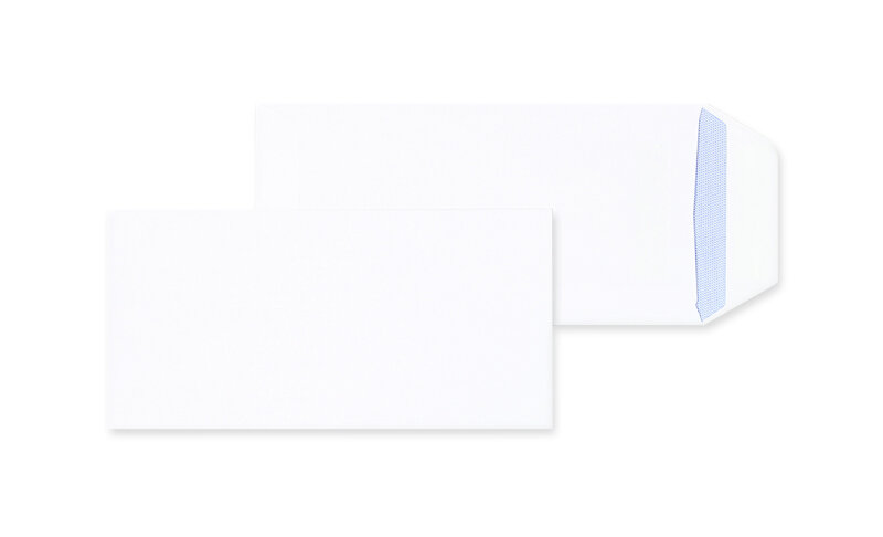 pochettes blanc 110 x 220 mm (dl) | 90 g/m² offset | sans fenêtre | fermeture autocollante | rabat droit | 1000 pièces