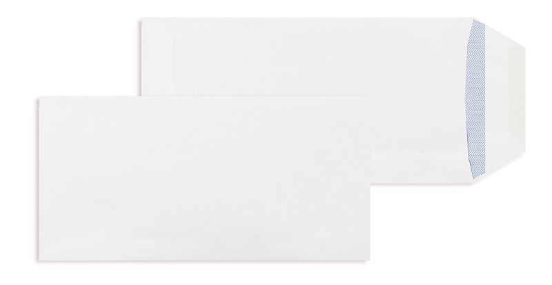 pochettes blanc 110 x 220 mm (dl) | 90 g/m² offset | sans fenêtre | fermeture gommée | rabat droit | 1000 pièces