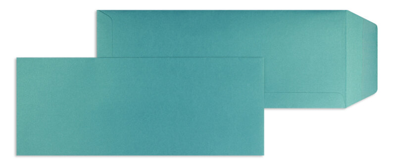 pochettes colorées bleu (bleu de mer glamoureux) 125 x 312 mm | 120 g/m² brillant | sans fenêtre | fermeture gommée | rabat droit | 100 pièces
