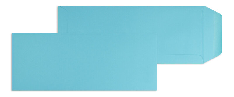 pochettes colorées bleu (turquoise caraïbe) 125 x 312 mm | 120 g/m² offset | sans fenêtre | fermeture gommée | rabat droit | 100 pièces