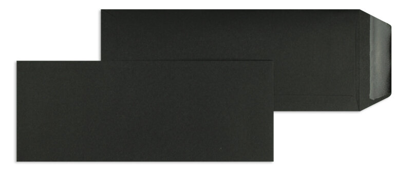 pochettes colorées noir 125 x 312 mm | 120 g/m² offset | sans fenêtre | fermeture gommée | rabat droit | 100 pièces