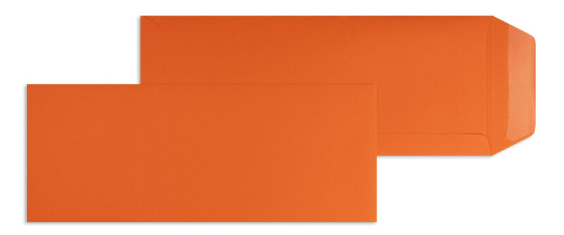 pochettes colorées orange (nectarine) 125 x 312 mm | 120 g/m² offset | sans fenêtre | fermeture gommée | rabat droit | 100 pièces