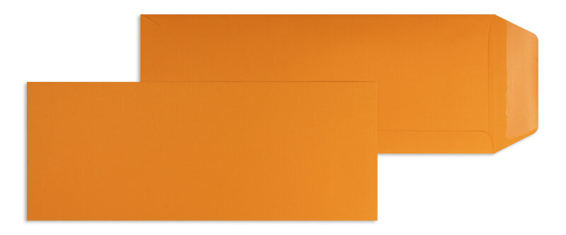pochettes colorées orange (orange clair) 125 x 312 mm | 120 g/m² offset | sans fenêtre | fermeture gommée | rabat droit | 100 pièces