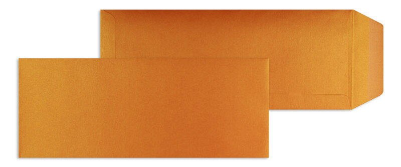 pochettes colorées orange (orange glamoureuse) 125 x 312 mm | 120 g/m² brillant | sans fenêtre | fermeture gommée | rabat droit | 100 pièces