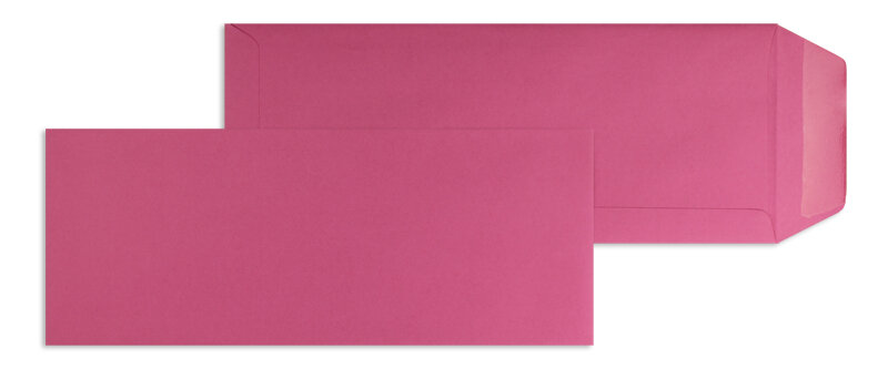pochettes colorées rose (rose fuchsia) 125 x 312 mm | 120 g/m² offset | sans fenêtre | fermeture gommée | rabat droit | 100 pièces