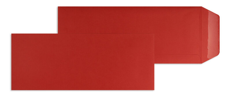 pochettes colorées rouge (rouge cardinal) 125 x 312 mm | 120 g/m² offset | sans fenêtre | fermeture gommée | rabat droit | 100 pièces