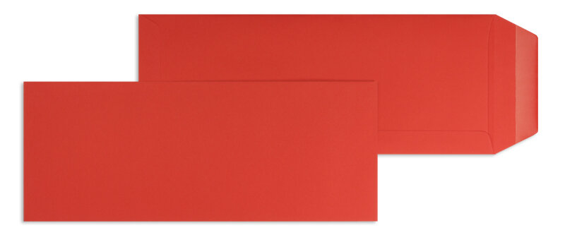 pochettes colorées rouge (rubis) 125 x 312 mm | 120 g/m² offset | sans fenêtre | fermeture gommée | rabat droit | 100 pièces
