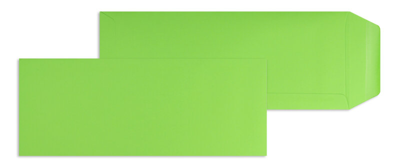 pochettes colorées vert (pomme verte) 125 x 312 mm | 120 g/m² offset | sans fenêtre | fermeture gommée | rabat droit | 100 pièces