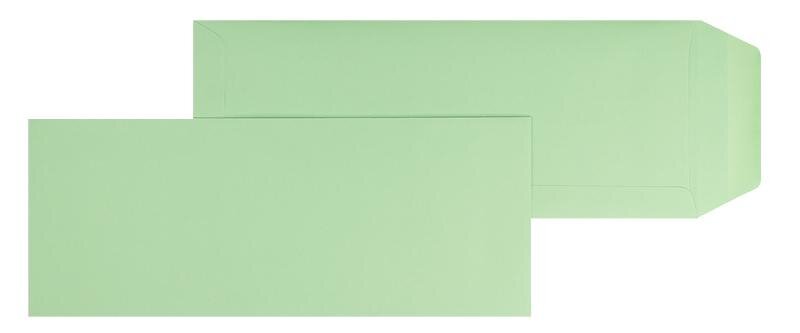 pochettes colorées vert (vert pistache) 125 x 312 mm | 120 g/m² offset | sans fenêtre | fermeture gommée | rabat droit | 100 pièces