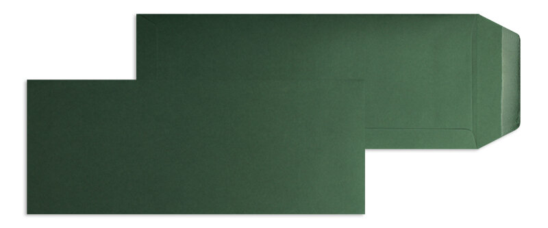 pochettes colorées vert (vert sapin) 125 x 312 mm | 120 g/m² offset | sans fenêtre | fermeture gommée | rabat droit | 100 pièces