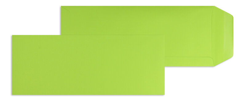 pochettes colorées vert (vert tilleul) 125 x 312 mm | 120 g/m² offset | sans fenêtre | fermeture gommée | rabat droit | 100 pièces