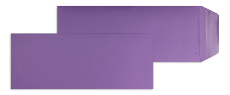 pochettes colorées violet (violet foncé) 125 x 312 mm | 120 g/m² offset | sans fenêtre | fermeture gommée | rabat droit | 100 pièces