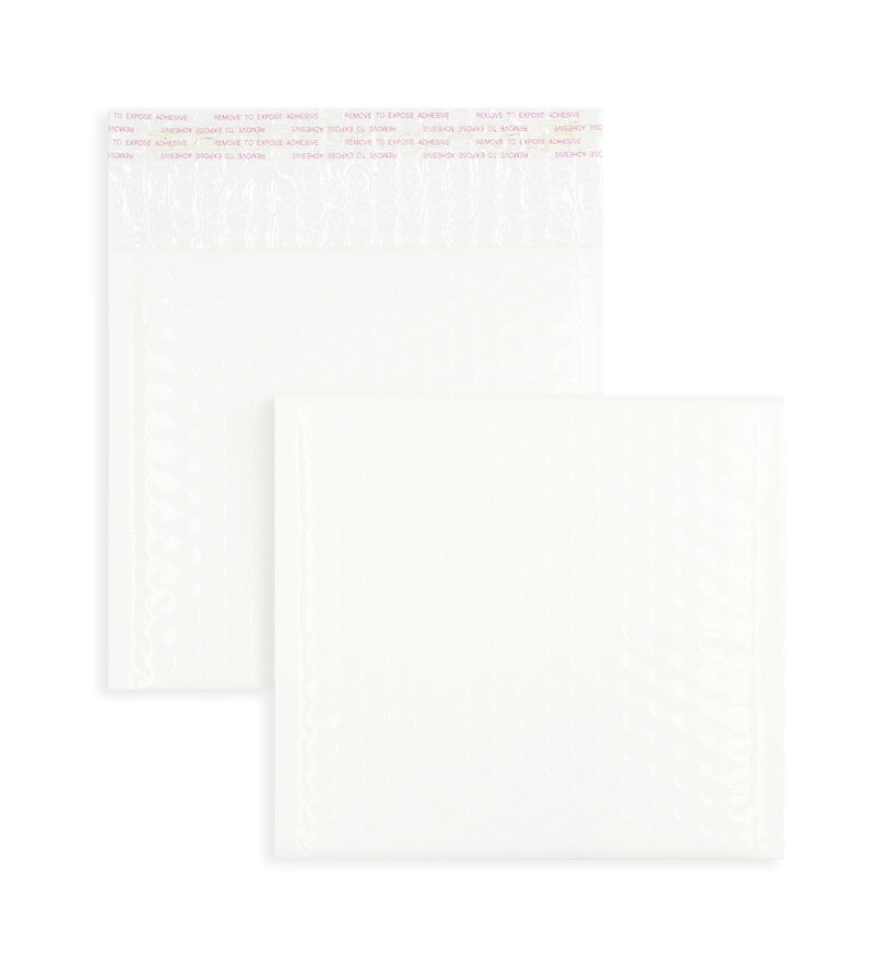 enveloppes à bulles blanc 170 x 185 mm | 180 my poly bubble bags - glossy | sans fenêtre | fermeture adhésive | rabat droit | 10 pièces
