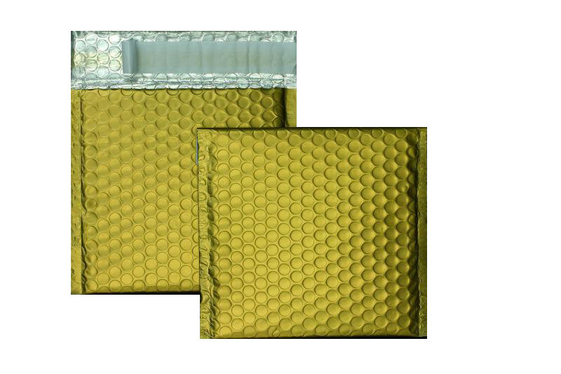 enveloppes à bulles colorées doré 170 x 185 mm | 180 my pochettes à bulles métalliques - mates | sans fenêtre | fermeture adhésive | rabat droit | 10 pièces
