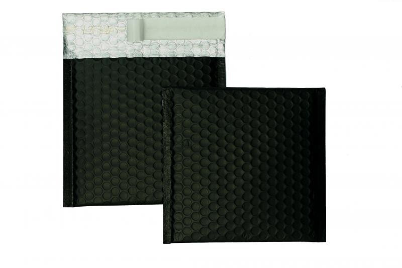 enveloppes à bulles colorées noir 170 x 185 mm | 180 my pochettes à bulles métalliques - mates | sans fenêtre | fermeture adhésive | rabat droit | 10 pièces
