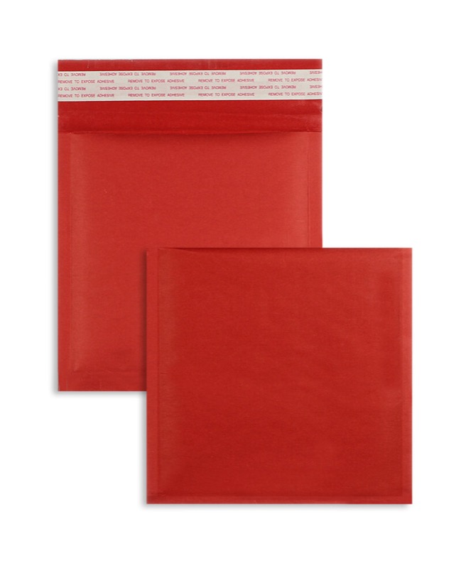 enveloppes à bulles colorées rouge 170 x 185 mm | 135 g/m² kraft | sans fenêtre | fermeture adhésive | rabat droit | 100 pièces