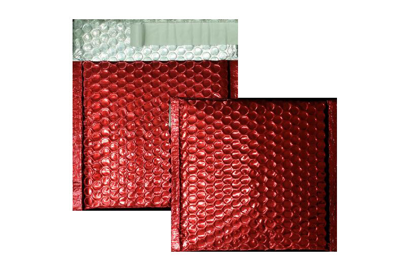 enveloppes à bulles colorées rouge 170 x 185 mm | 180 my pochettes à bulles métalliques - brillantes | sans fenêtre | fermeture adhésive | rabat droit | 10 pièces