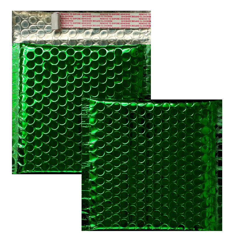 enveloppes à bulles colorées vert 170 x 185 mm | 180 my pochettes à bulles métalliques - brillantes | sans fenêtre | fermeture adhésive | rabat droit | 10 pièces