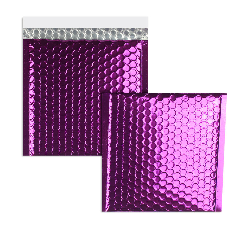 enveloppes à bulles colorées violet (lilas) 170 x 185 mm | 180 my pochettes à bulles métalliques - brillantes | sans fenêtre | fermeture adhésive | rabat droit | 10 pièces