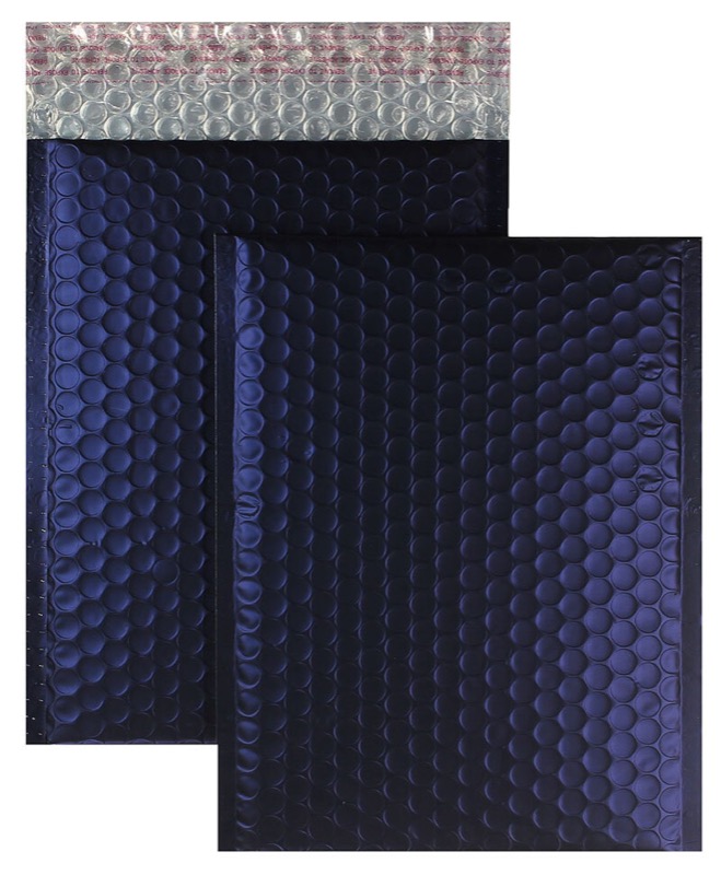 enveloppes à bulles colorées bleu (bleu foncé) 200 x 250 mm | 180 my pochettes à bulles métalliques - mates | sans fenêtre | fermeture adhésive | rabat droit | 10 pièces