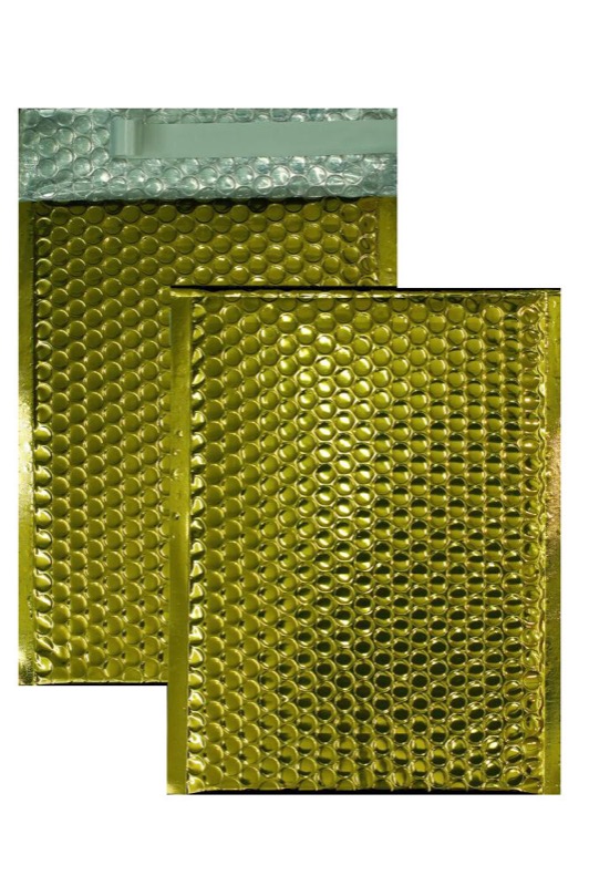 enveloppes à bulles colorées doré 200 x 250 mm | 180 my pochettes à bulles métalliques - brillantes | sans fenêtre | fermeture adhésive | rabat droit | 10 pièces