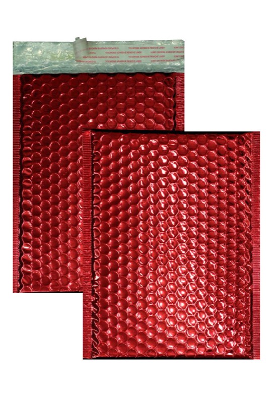 enveloppes à bulles colorées rouge 200 x 250 mm | 180 my pochettes à bulles métalliques - brillantes | sans fenêtre | fermeture adhésive | rabat droit | 10 pièces