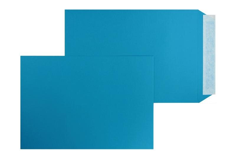 pochettes colorées bleu (bleu azur) 220 x 312 mm (din c4) | 120 g/m² offset | sans fenêtre | fermeture adhésive | rabat droit | 100 pièces