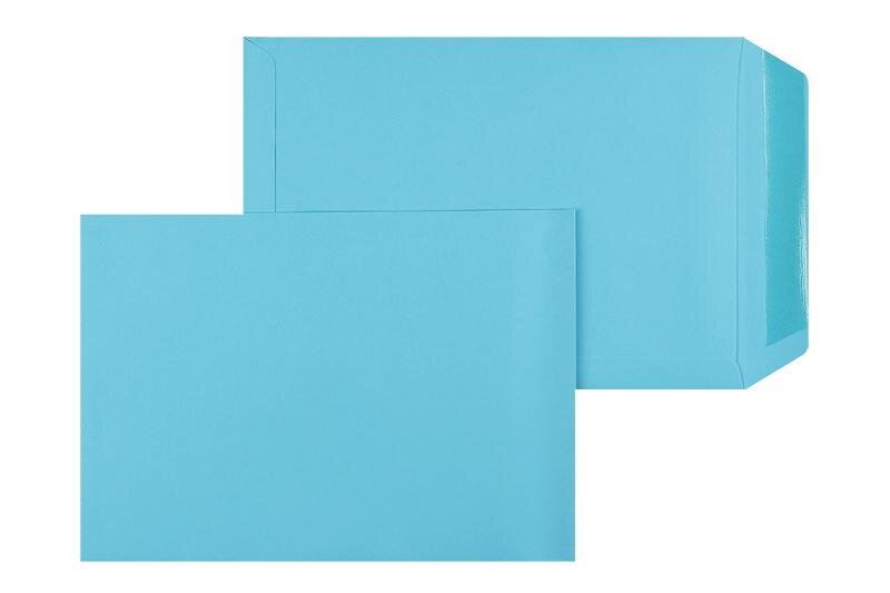 pochettes colorées bleu (turquoise caraïbe) 220 x 312 mm (din c4) | 120 g/m² offset | sans fenêtre | fermeture gommée | rabat droit | 100 pièces