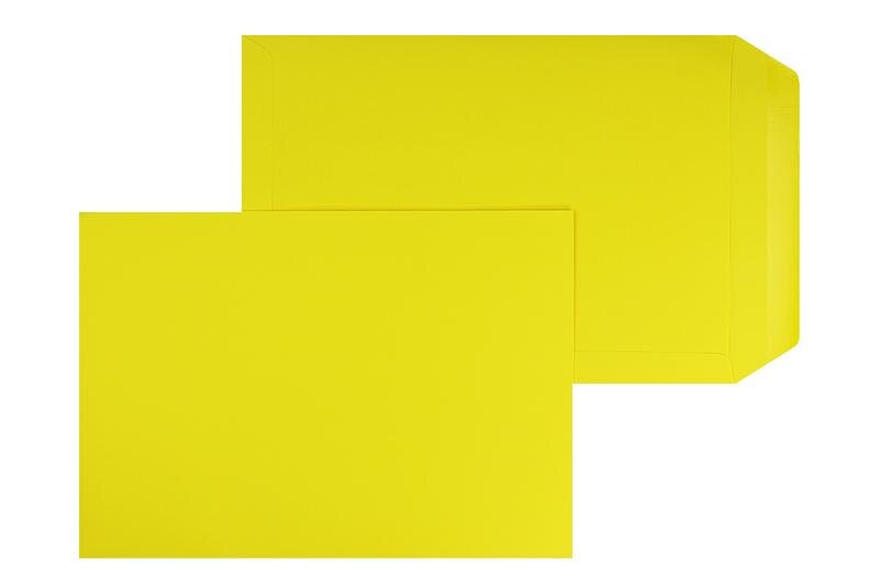 pochettes colorées jaune (jaune bouton d'or) 220 x 312 mm (din c4) | 120 g/m² offset | sans fenêtre | fermeture gommée | rabat droit | 100 pièces