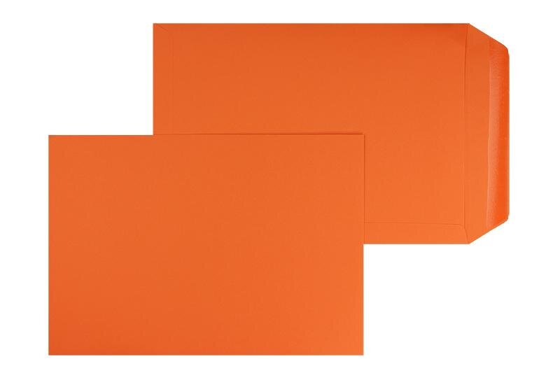 pochettes colorées orange (nectarine) 220 x 312 mm (din c4) | 120 g/m² offset | sans fenêtre | fermeture gommée | rabat droit | 100 pièces