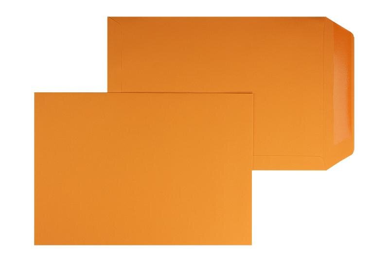 pochettes colorées orange (orange clair) 220 x 312 mm (din c4) | 120 g/m² offset | sans fenêtre | fermeture gommée | rabat droit | 100 pièces