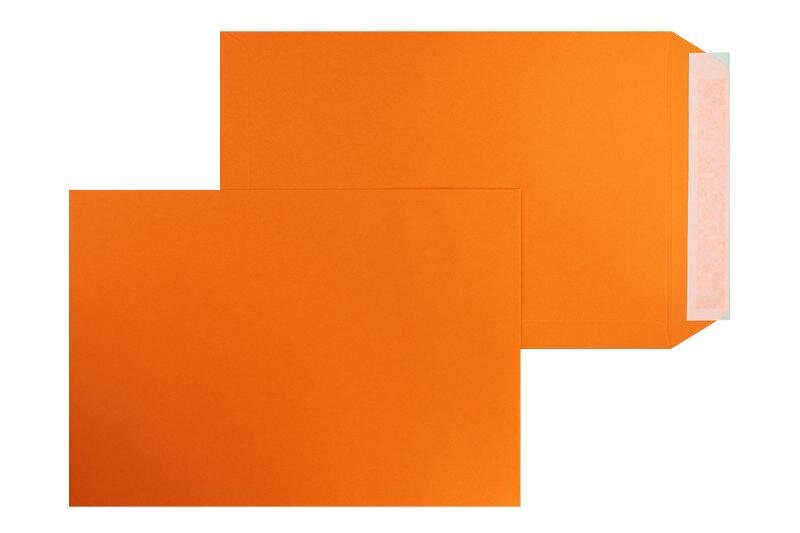 pochettes colorées orange (orange clair) 220 x 312 mm (din c4) | 120 g/m² offset | sans fenêtre | fermeture adhésive | rabat droit | 100 pièces