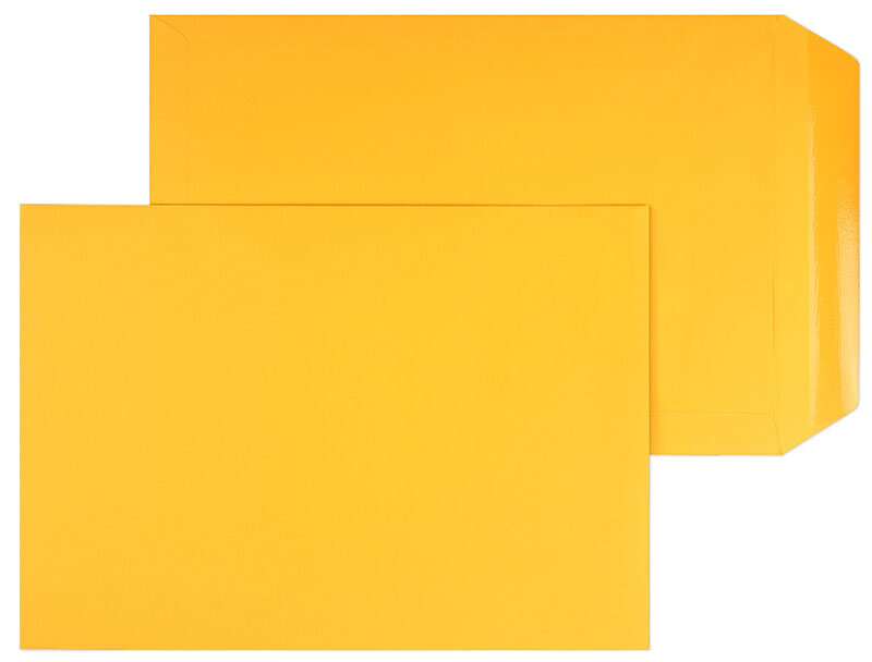 pochettes colorées orange (orange tendre) 220 x 312 mm (din c4) | 120 g/m² offset | sans fenêtre | fermeture gommée | rabat droit | 100 pièces