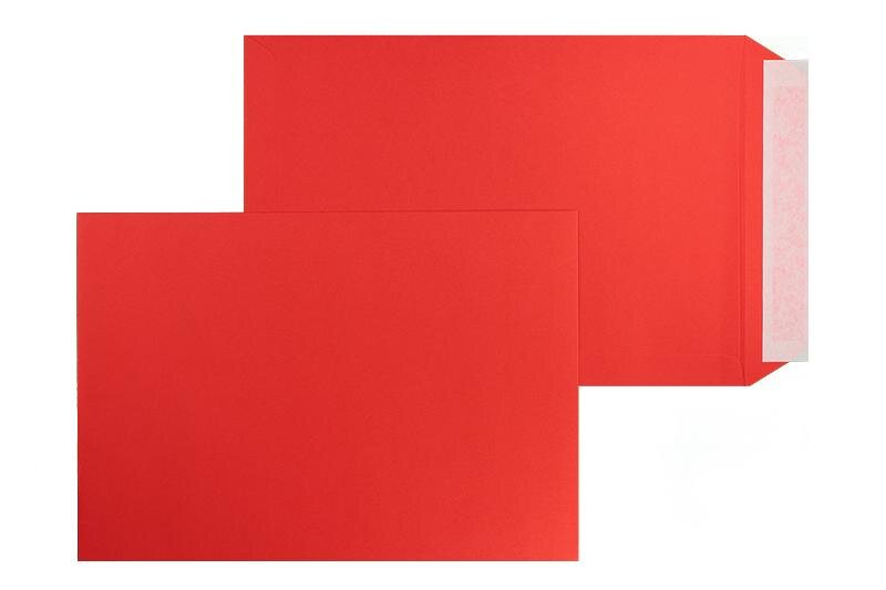 pochettes colorées rouge (rubis) 220 x 312 mm (din c4) | 120 g/m² offset | sans fenêtre | fermeture adhésive | rabat droit | 100 pièces