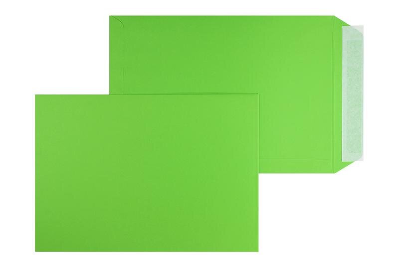 pochettes colorées vert (pomme verte) 220 x 312 mm (din c4) | 120 g/m² offset | sans fenêtre | fermeture adhésive | rabat droit | 100 pièces