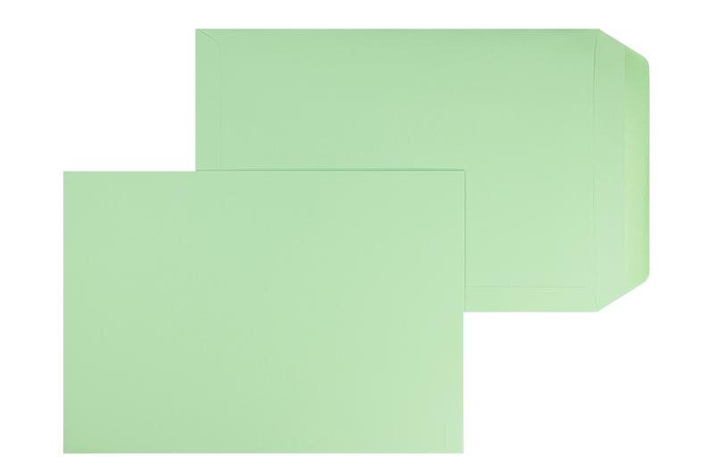 pochettes colorées vert (vert pistache) 220 x 312 mm (din c4) | 120 g/m² offset | sans fenêtre | fermeture gommée | rabat droit | 100 pièces