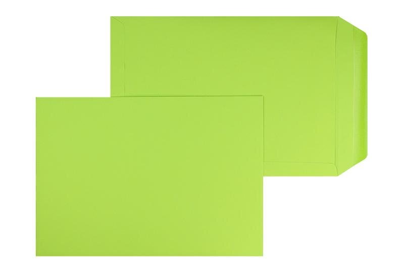 pochettes colorées vert (vert tilleul) 220 x 312 mm (din c4) | 120 g/m² offset | sans fenêtre | fermeture gommée | rabat droit | 100 pièces