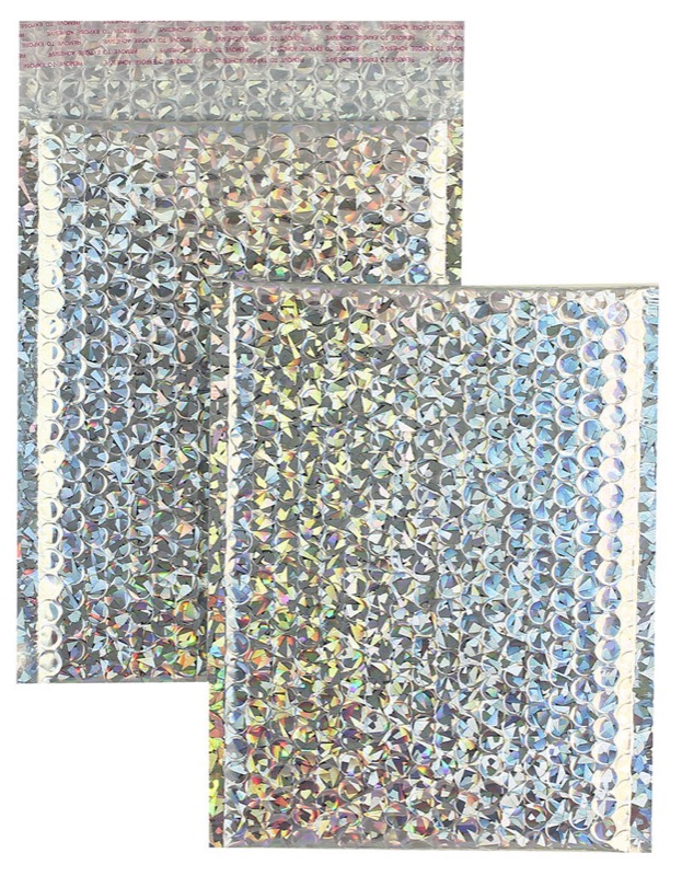 enveloppes à bulles colorées argent (arc-en-ciel camouflage-motif) 250 x 334 mm | 180 my pochettes à bulles métalliques - brillantes | sans fenêtre | fermeture adhésive | rabat droit | 10 pièces