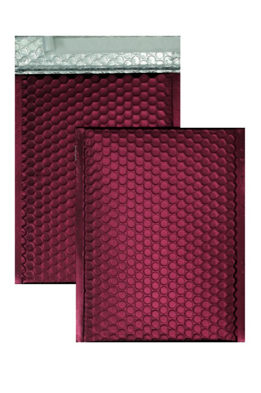 enveloppes à bulles colorées rouge (rouge bordeaux) 250 x 334 mm | 180 my pochettes à bulles métalliques - mates | sans fenêtre | fermeture adhésive | rabat droit | 10 pièces
