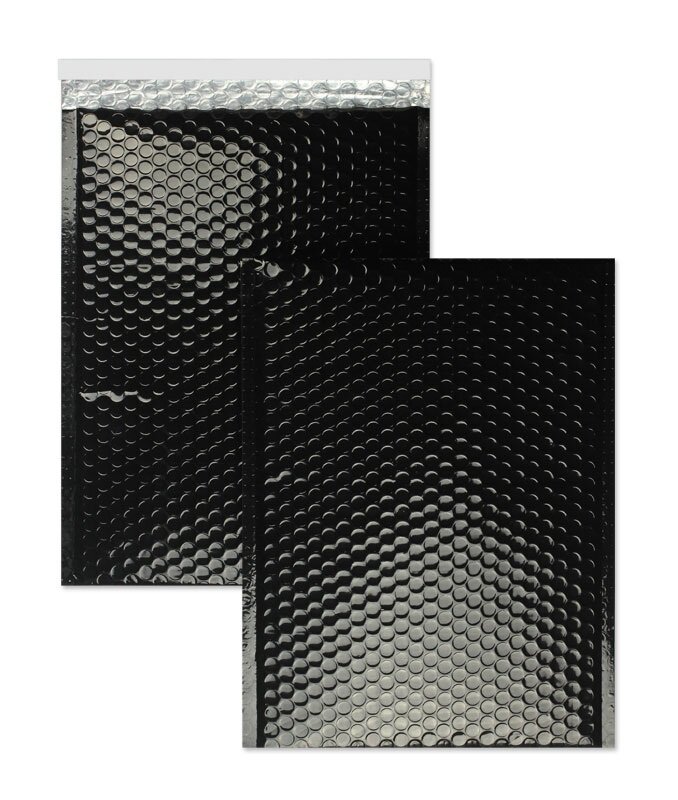 enveloppes à bulles colorées noir 340 x 460 mm | 180 my pochettes à bulles métalliques - brillantes | sans fenêtre | fermeture adhésive | rabat droit | 10 pièces