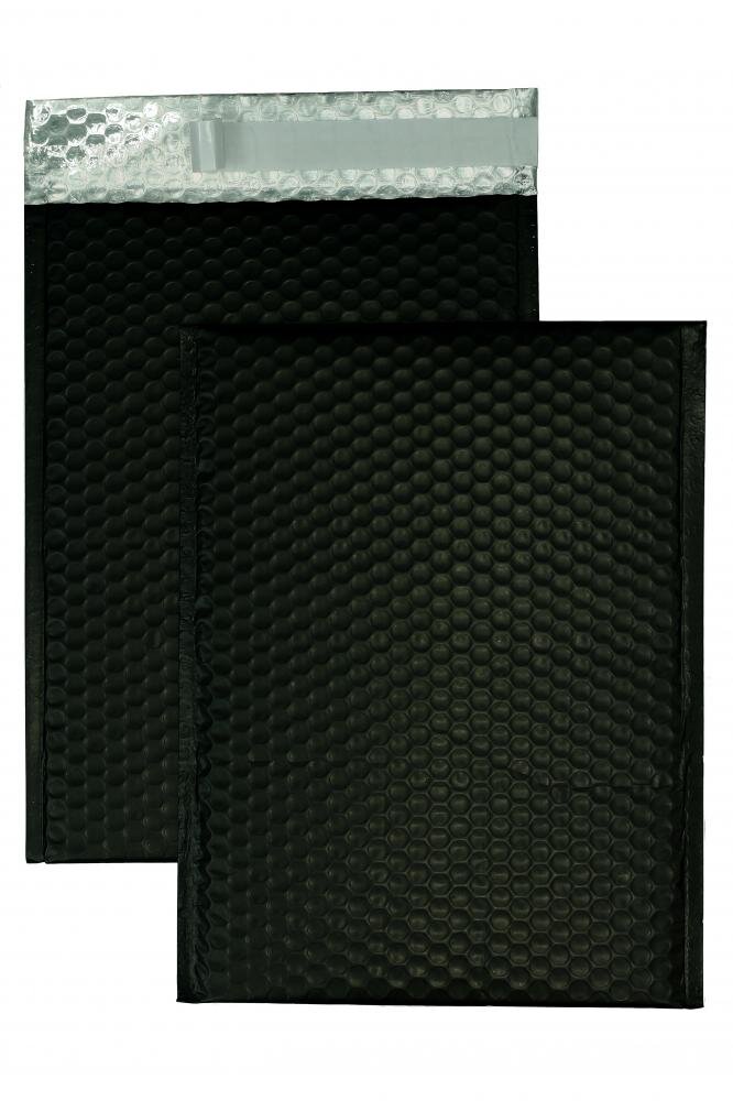 enveloppes à bulles colorées noir 340 x 460 mm | 180 my pochettes à bulles métalliques - mates | sans fenêtre | fermeture adhésive | rabat droit | 10 pièces