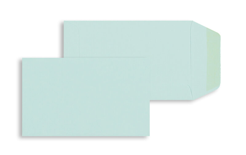 pochettes colorées bleu (bleu ciel) 65 x 105 mm | 120 g/m² offset | sans fenêtre | fermeture gommée | rabat droit | 100 pièces