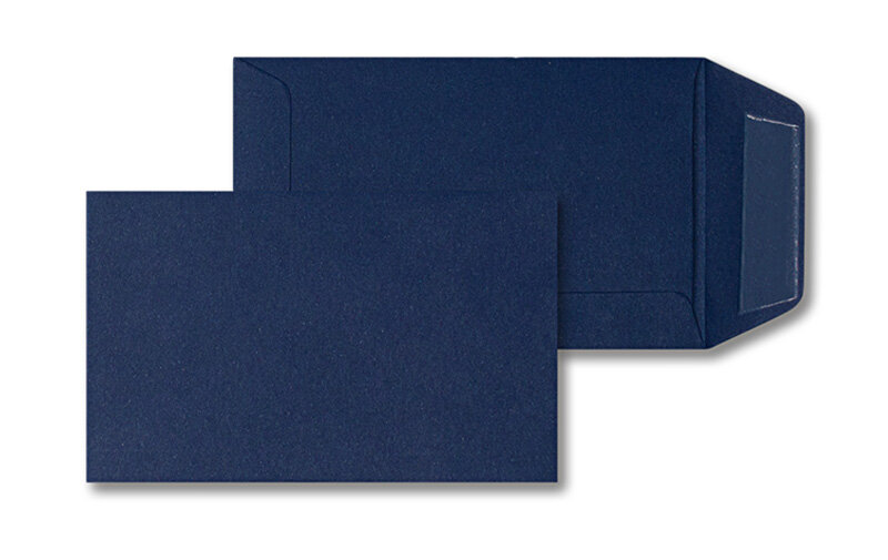 pochettes colorées bleu (bleu nocturne) 65 x 105 mm | 120 g/m² offset | sans fenêtre | fermeture gommée | rabat droit | 100 pièces