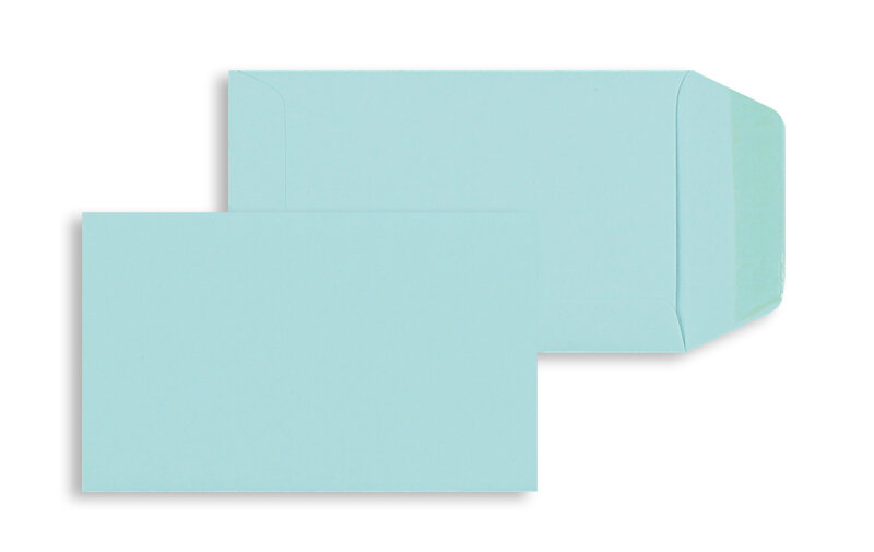 pochettes colorées bleu (lagon) 65 x 105 mm | 120 g/m² offset | sans fenêtre | fermeture gommée | rabat droit | 100 pièces