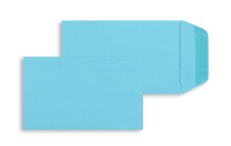 pochettes colorées bleu (turquoise caraïbe) 65 x 105 mm | 120 g/m² offset | sans fenêtre | fermeture gommée | rabat droit | 100 pièces