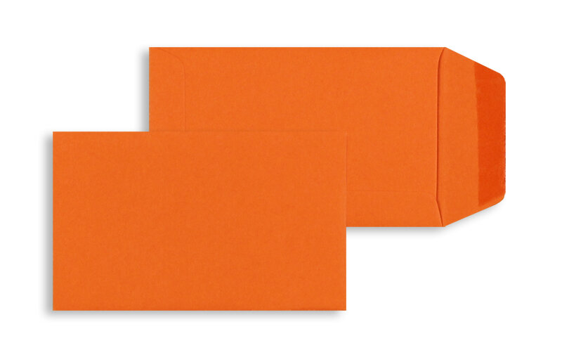 pochettes colorées orange (nectarine) 65 x 105 mm | 120 g/m² offset | sans fenêtre | fermeture gommée | rabat droit | 100 pièces