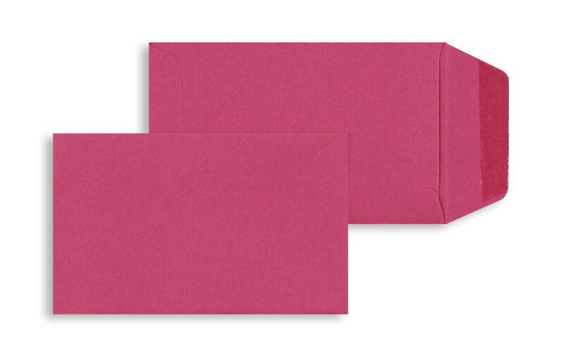 pochettes colorées rose (rose fuchsia) 65 x 105 mm | 120 g/m² offset | sans fenêtre | fermeture gommée | rabat droit | 100 pièces