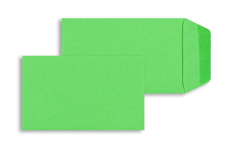 pochettes colorées vert (émeraude) 65 x 105 mm | 120 g/m² offset | sans fenêtre | fermeture gommée | rabat droit | 100 pièces
